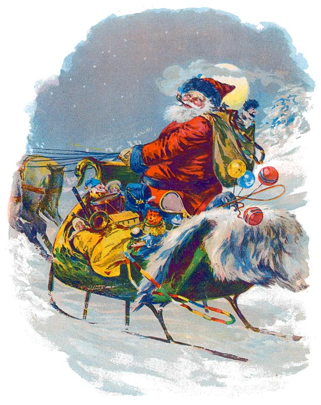 Santa on sleigh 1901