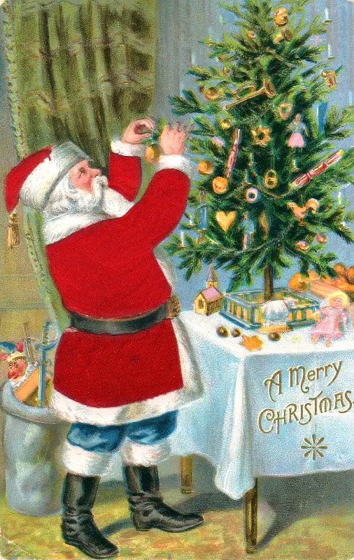 Santa trimming tree 1906