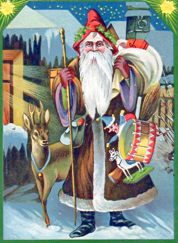 Santa w walking stick 1910