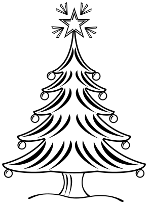 Christmas tree decorated lineart