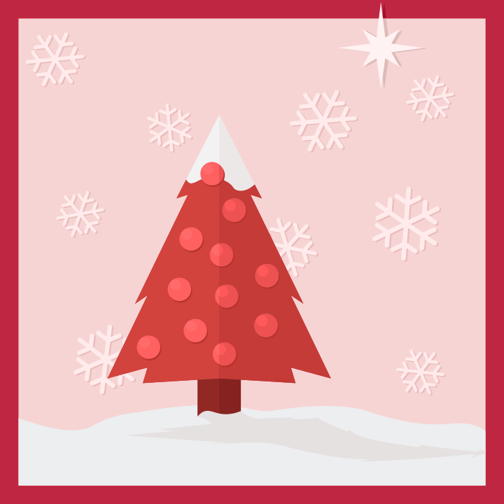 Christmas Tree card Red