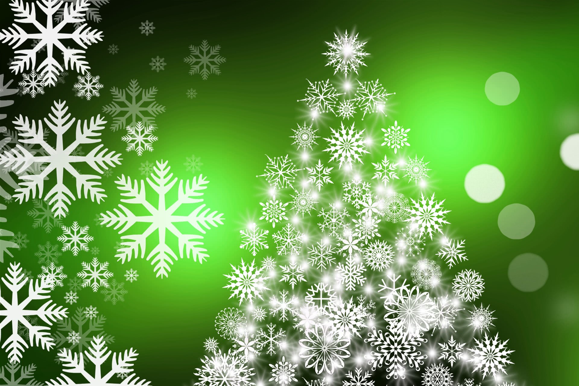 Christmas tree lights flakes green