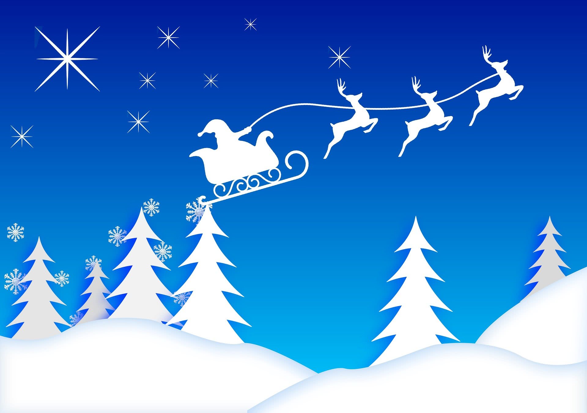 Santa sleigh blue
