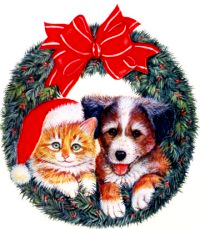 cat dog wreath