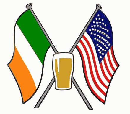 Irish American flags and beer