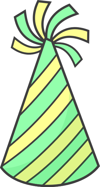 birthday hat striped green yellow