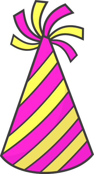 birthday hat striped pink yellow