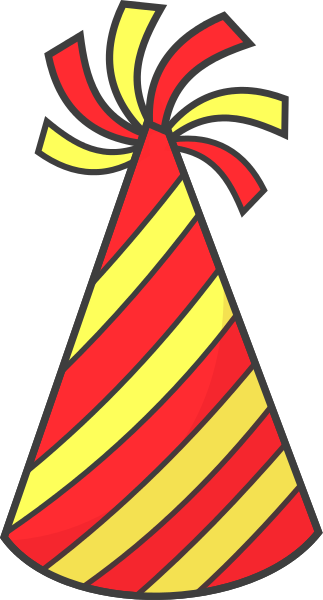 birthday hat striped red yellow