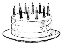 birthday cake w candles BW