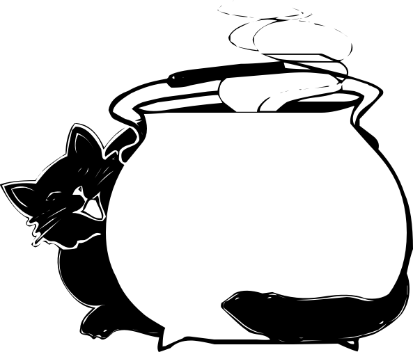 cat behind cauldron blank