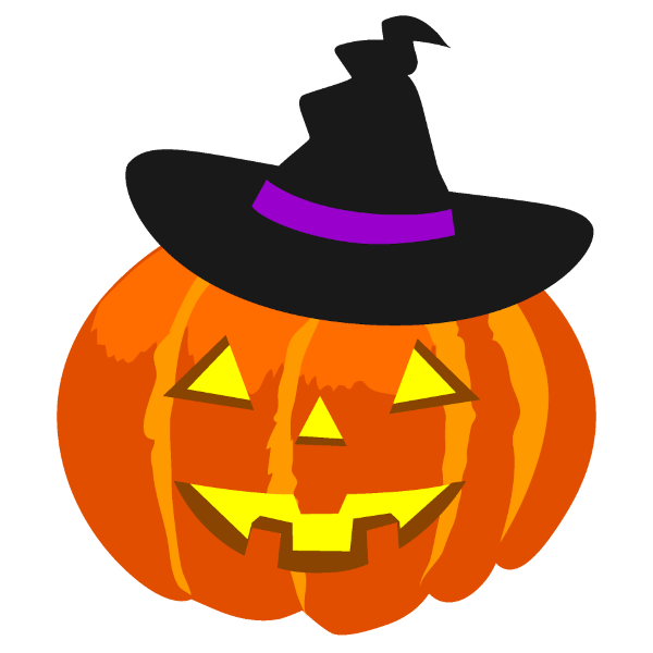 pumpkin wearing witch hat