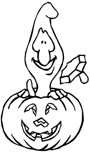 happy alien in pumpkin BW