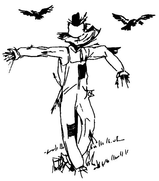 Scarecrow with crows