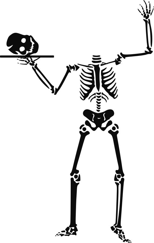 skeleton skull on plate