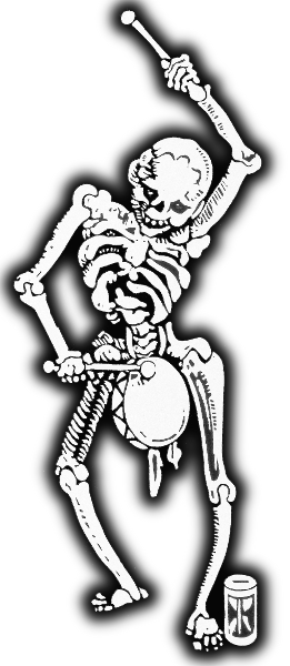 skeleton beating drum