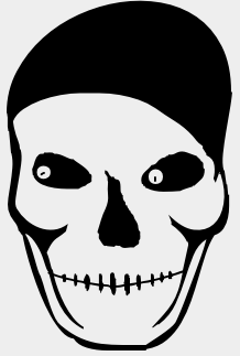 skull with cap and beady eyes