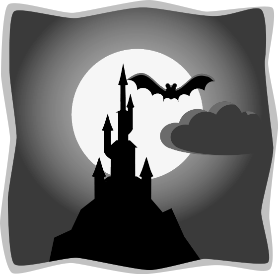 spooky castle in full moon BW