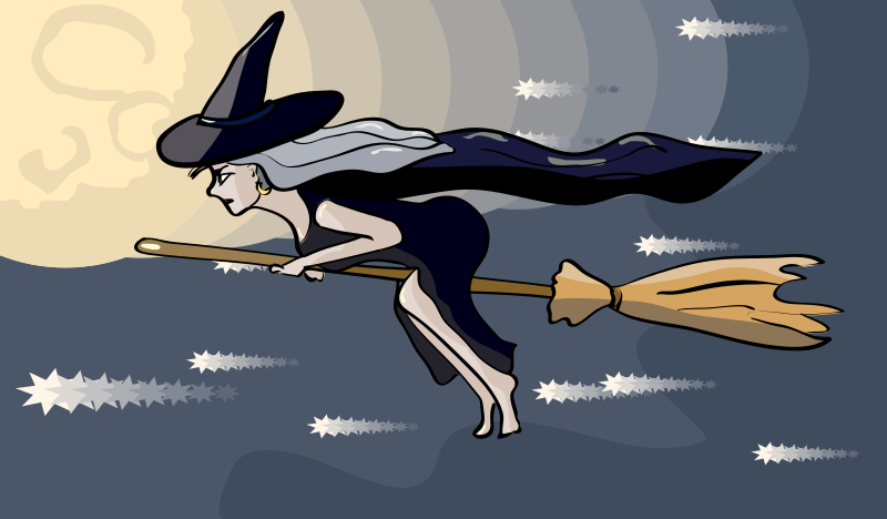 witch flying fast scene