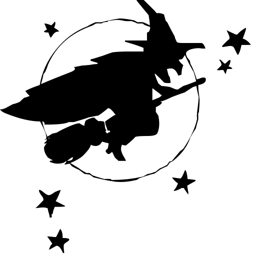witch flying by stars