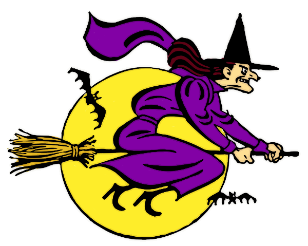 witch flying mean grin