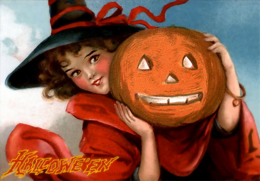 Witch w pumpkin  Brundage