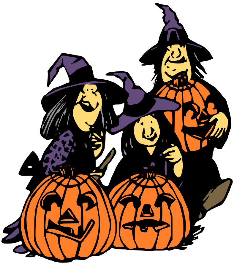 witches with pumpkins color