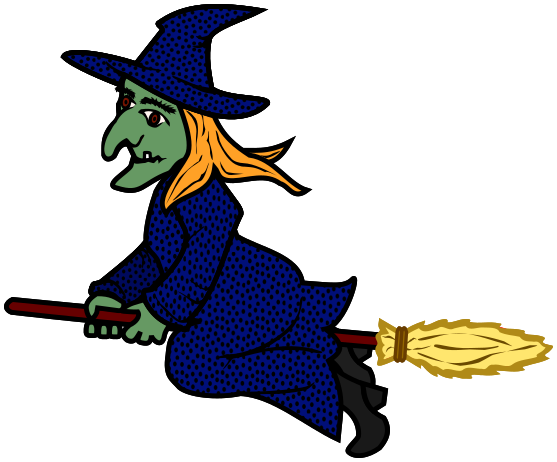 witch cartoon on broom