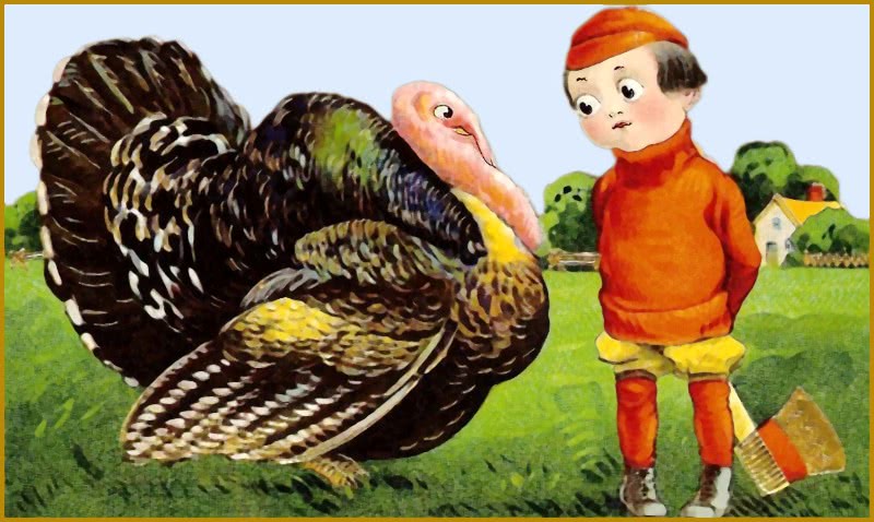 Thanksgiving vintage boy turkey