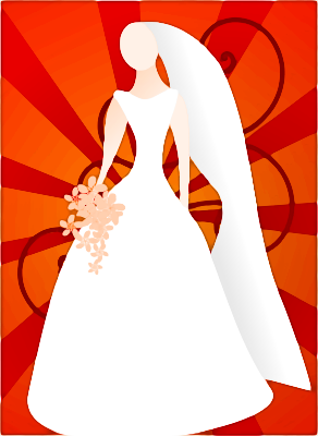 bride on red sunburst