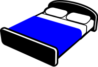 bed with blue blanket