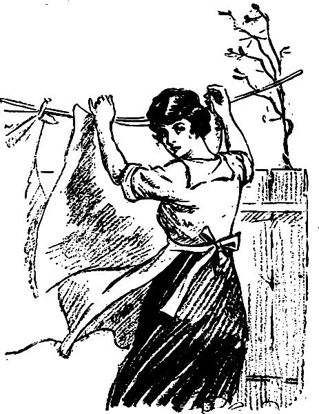 woman hanging clothes