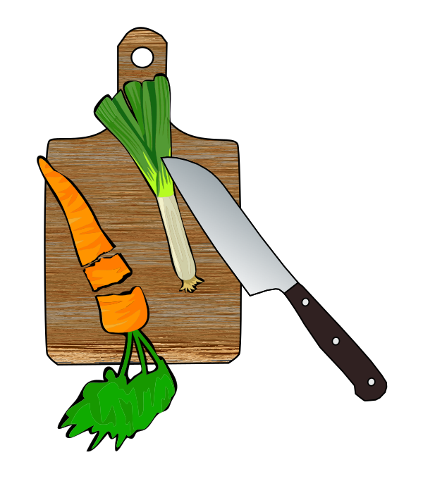 cutting board knife veggies
