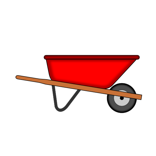 wheelbarrow red