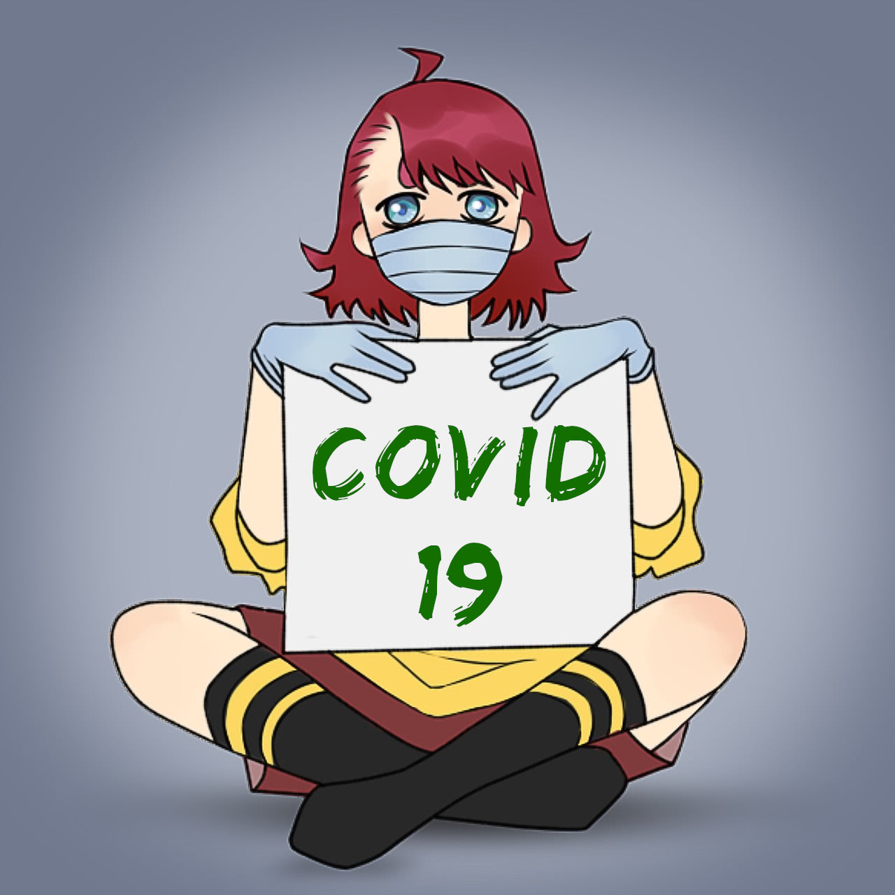 anime girl w covid sign