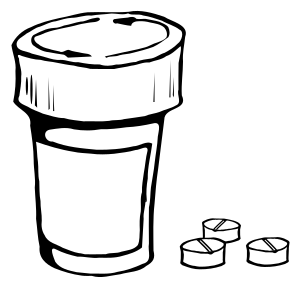 pills and bottle lineart