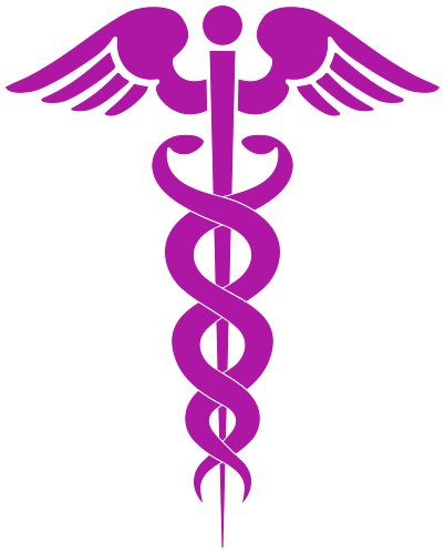 caduceus medical symbol purple