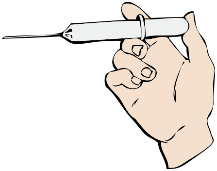 hand and syringe