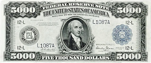 five thousand dollar bill US 1918