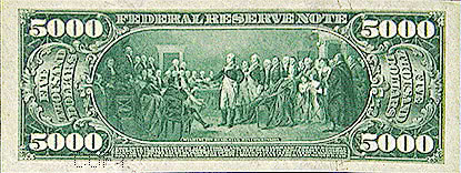 five thousand dollar bill US 1918 back