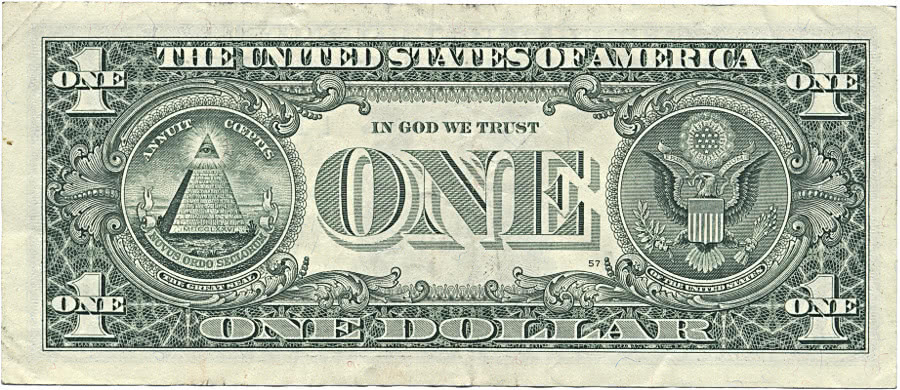 one dollar bill US back