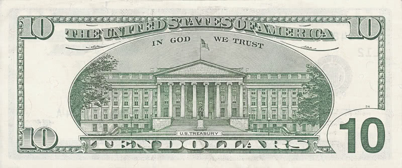 ten dollar bill US back