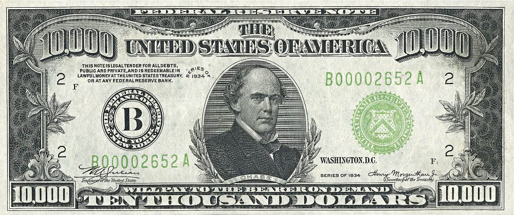 ten thousand dollar bill US 1934