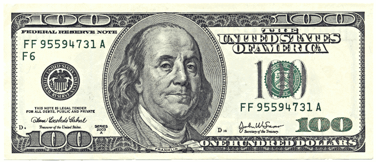 US hundred dollar bill