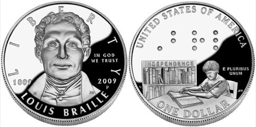 USA One Dollar Coin Louis Braille