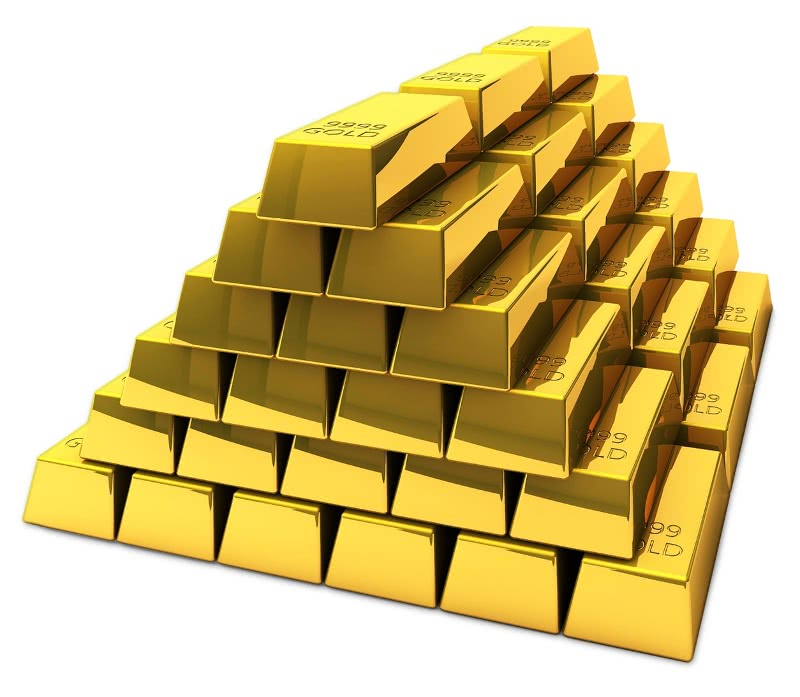 gold bricks stacked