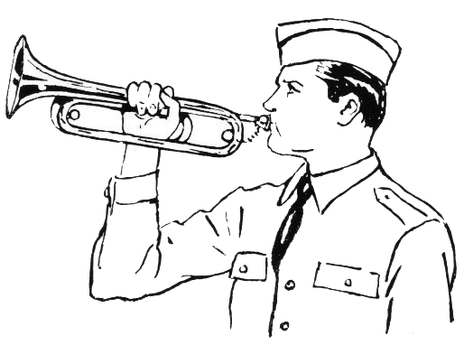 serviceman playing bugle