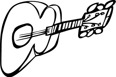 guitar stylized folk BW
