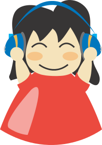 girl with headphones smiling