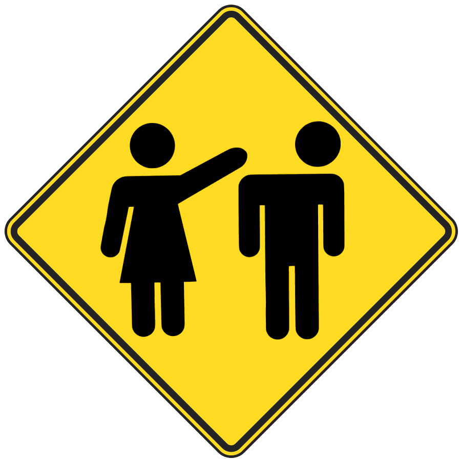 violent female warning sign large