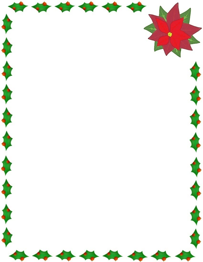 Christmas holly and poinsettia border
